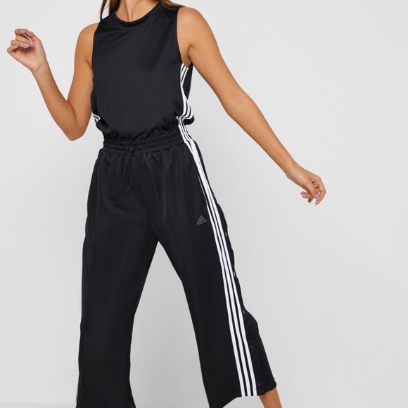 women's adidas athletics cropped leg snap jumpsuit